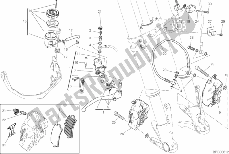All parts for the Front Brake System of the Ducati Multistrada 1260 S Grand Tour USA 2020